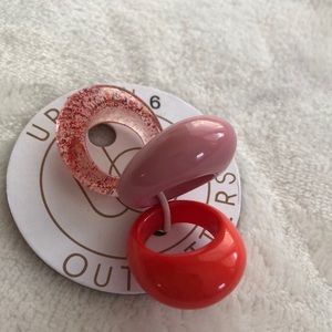 Urban outfitters Roxy Resin Ring Set, pink/rose size6, new